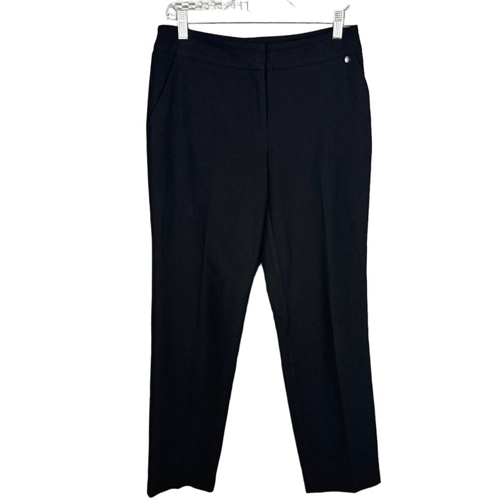 Trina Turk Black Slacks Straight Leg SZ 6 Quiet Luxury Minimalist Office Core